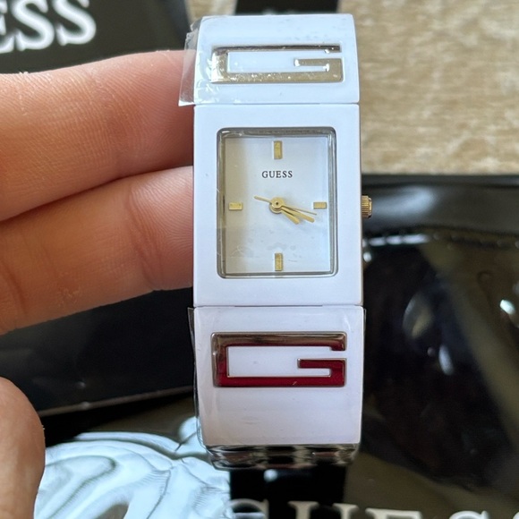 Brand New GUESS White & Silver Tone Watch Modern Square Analog Dial Y2K main image 10